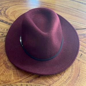 Burgundy fedora hat